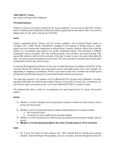 CORPUZ VS People Case Digest .